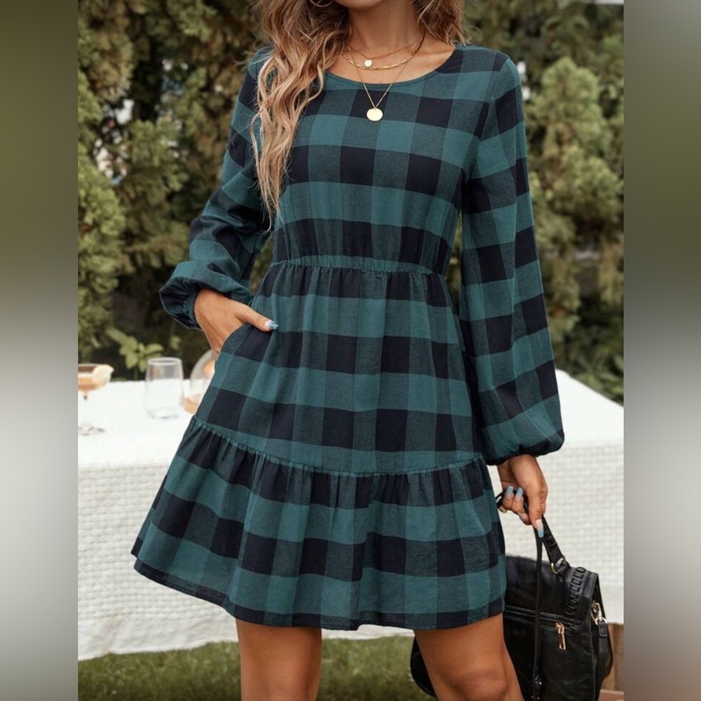 Plaid Long Sleeve Dress